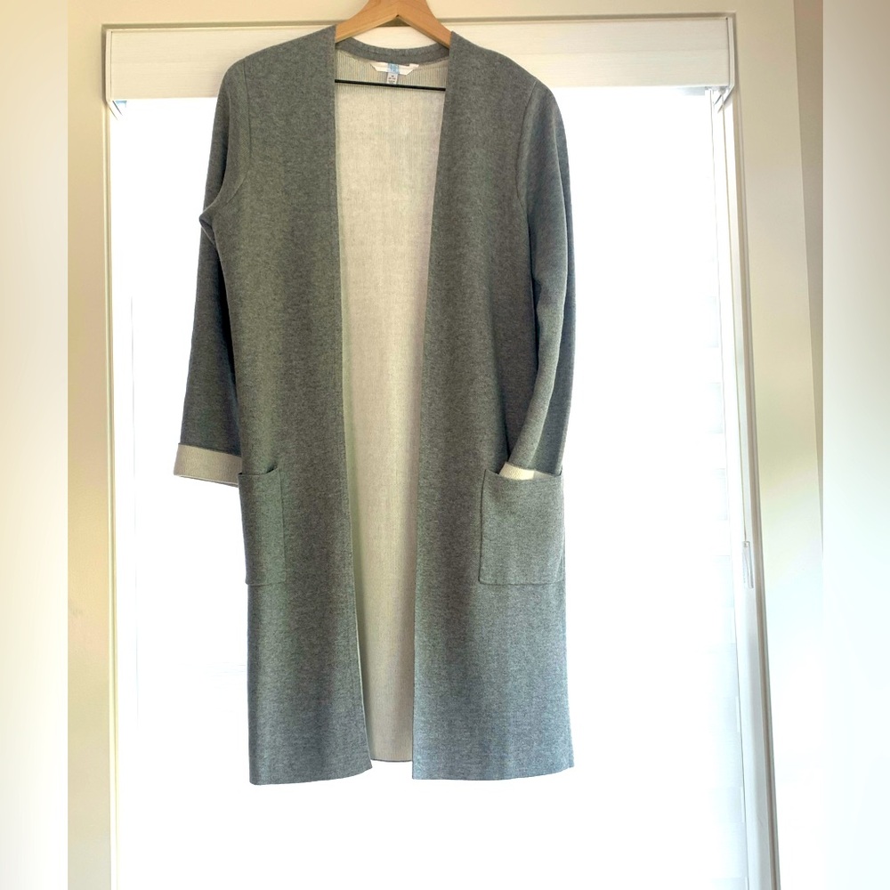 Soft gray and cream cardigan